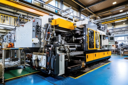 Machine tools at work in a modern factory