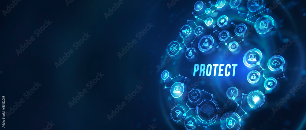 Internet, business, Technology and network concept. Cyber security data protection business technology privacy concept. . 3d illustration Internet, business, Technology and network concept. Cyber security data protection business technology privacy concept. . 3d illustration