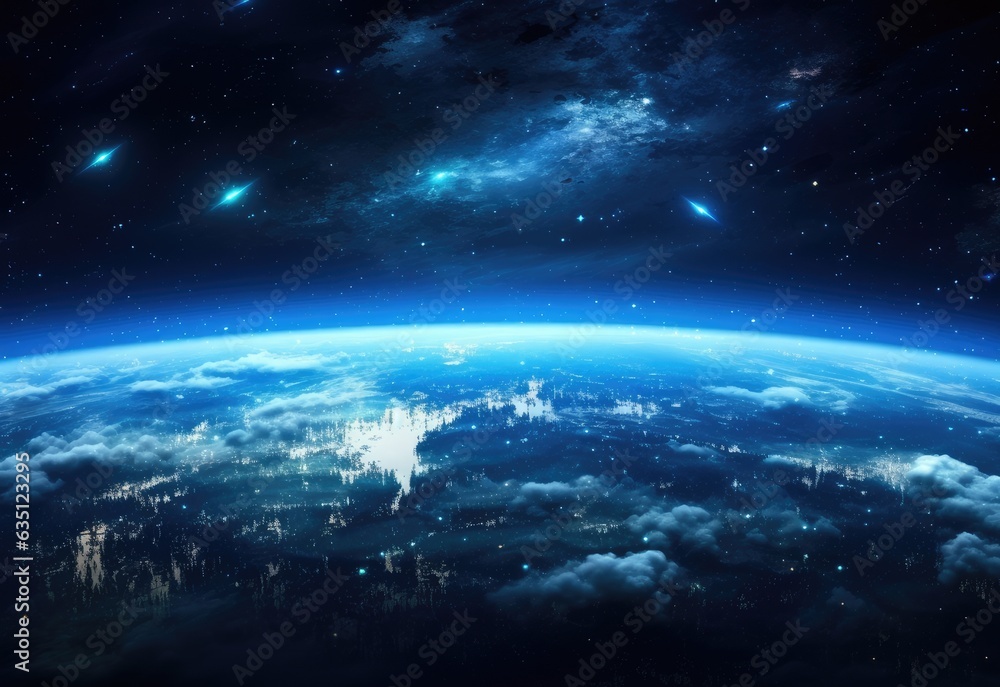 Fototapeta premium Planet earth globe view from space showing realistic earth surface and world map as in outer space point of view . Elements of this image furnished. Created with Generative AI technology.