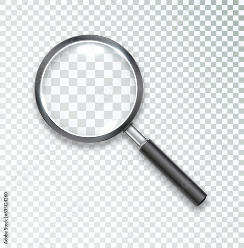 Search icon vector. Magnifying glass with Transparent Background. Magnifier, big tool instrument. Magnifier loupe search. Vector