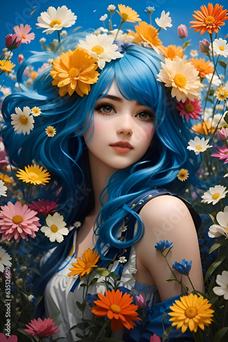Beautiful girl with flowers