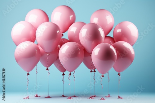 Pastel pop, 3D rendered balloons on pink, a festive background for birthdays Generative AI