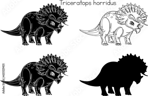 set of animals dinosaur art tattoo design the vector 
