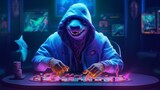 poker shark player neon.Generative AI