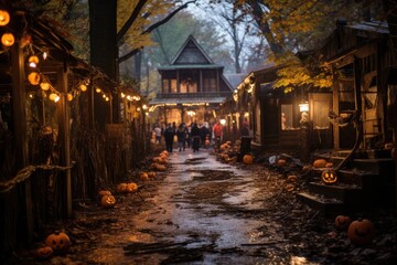 Horror town halloween festival. Generative AI