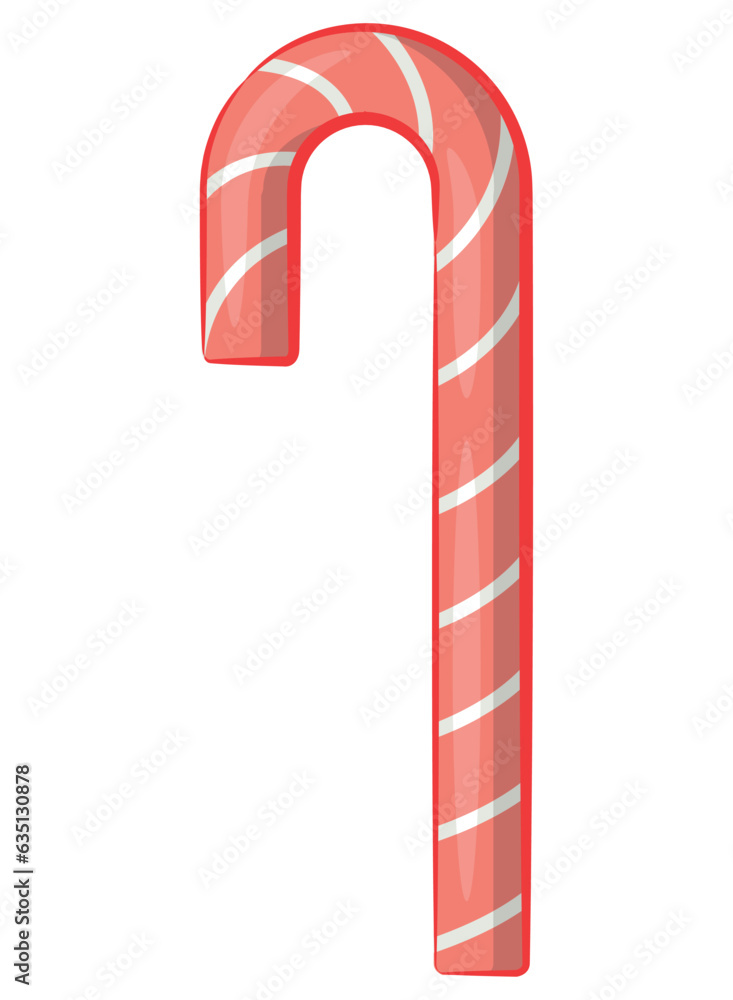 Candy Cane Stick Red Stripes Cartoon Candy Cane Stick Red Stripes Cartoon