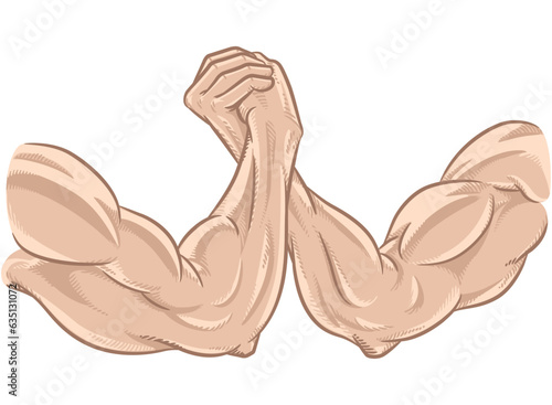 Arms Wrestling Muscular Pose Fighting Competition