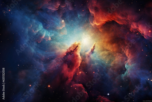 Cosmic background with a blue purple nebula and stars © STORYTELLER