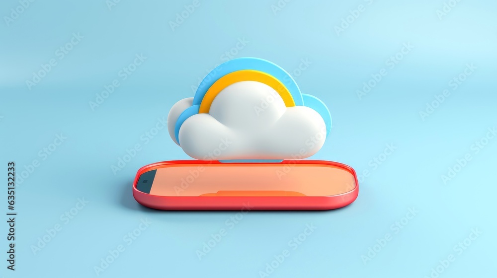 3D cloud icon minimal style, cloud computing online service, digital technology security concept