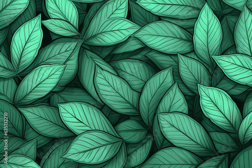 mint leaves line art in mint color