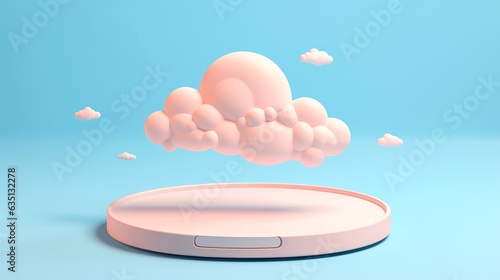 3D cloud icon minimal style  cloud computing online service  digital technology security concept