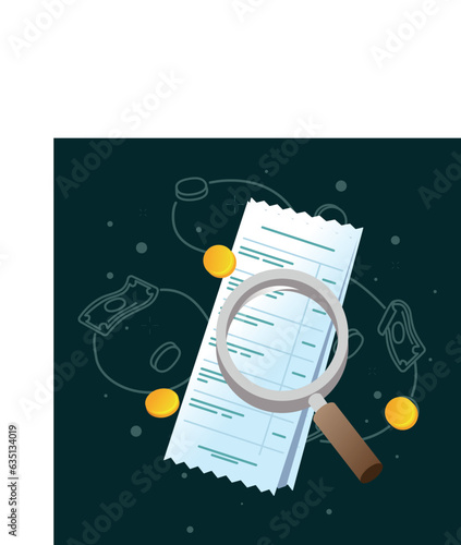 Illustration of a meticulous analysis of finances and expenses
