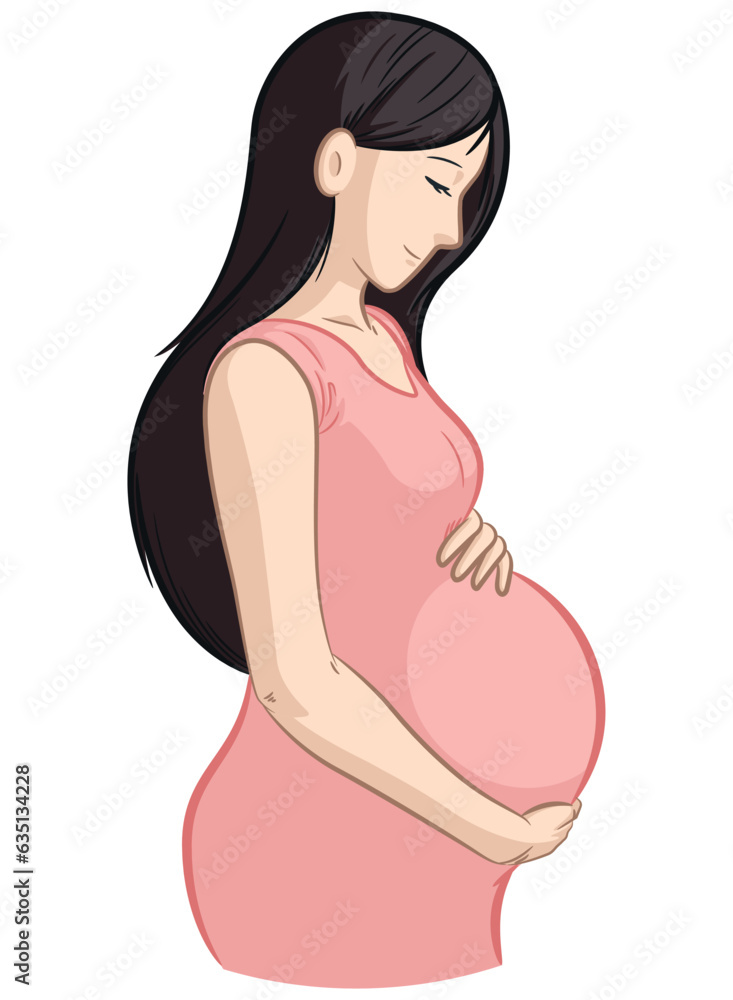 Pregnant Woman Touching Belly Side View Pregnant Woman Touching Belly Side View