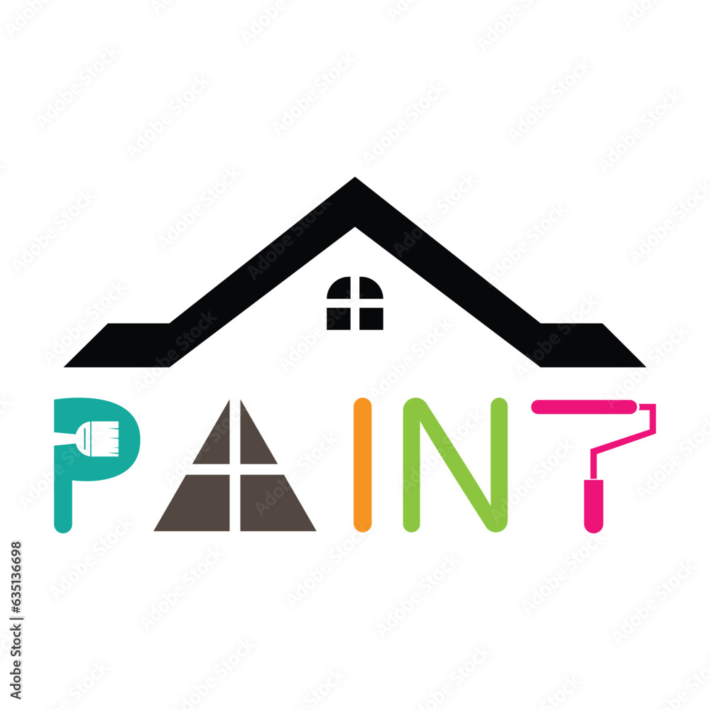 house painting logo design template illustration house painting logo design template illustration