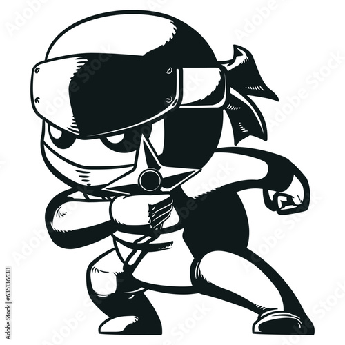 Silhouette Japanese Ninja Holding Throwing Weapon