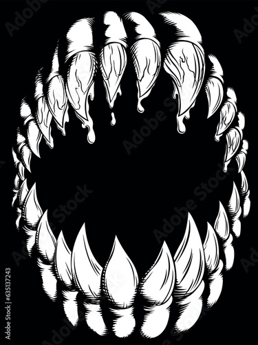 Silhouette Monster Mouth Teeth Background Wallpaper