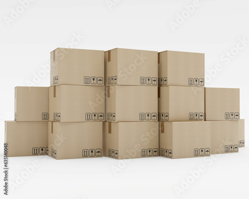 Viele große Kartons stehen auf einander - Wand aus Kartons