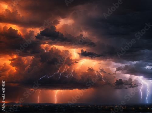 Storm warning - Weather background banner - Amazing lightning and dark clouds on sky