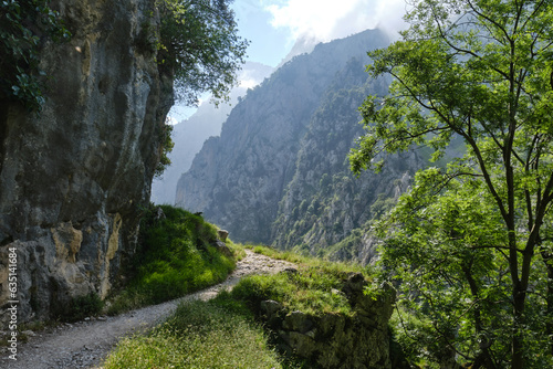 Cares Route, Asturias, Spain. Spectacular hiking route between mountains in the national park of the picos de europa.