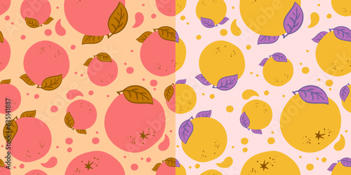 Vector seamless pattern with bright fruits