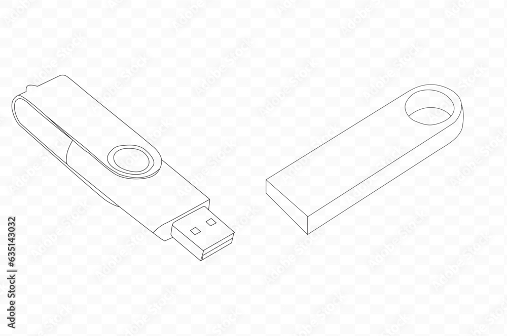 Fototapeta premium flash drive sketch, eps10, vector file, a lot