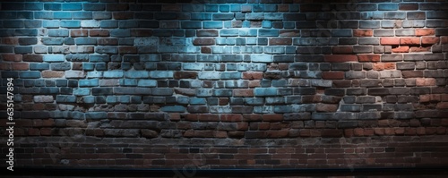 Background of High-contrast chiaroscuro lightning of a brick wall. AI generative.