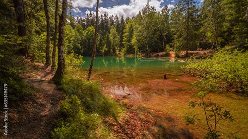 Fototapeta Naklejka Na Ścianę i Meble -   Beautiful azure lake in Rudawy Janowickie Wiesciszowice Lower Silesia Poland