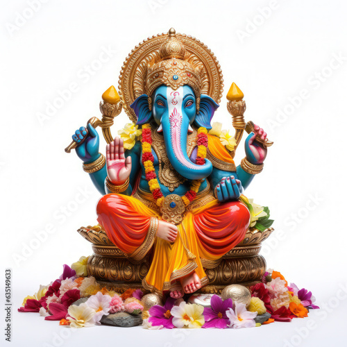 Colorful and decorative lord ganesha sculpture. Concept of Lord ganesha festival. photo