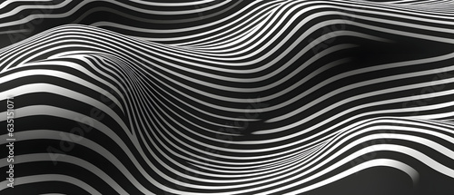 Monochrome Optical Illusion. Black and White Wavy Stripes Design with Optical Art for Cover © MAJGraphics