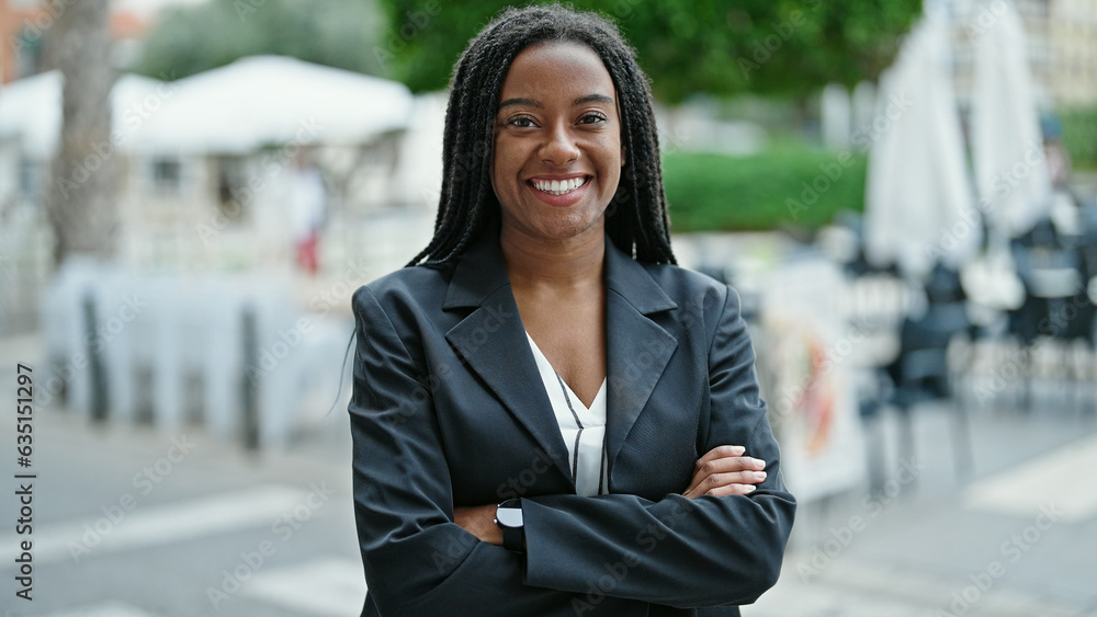 African american woman business worker smiling confident standing with ...
