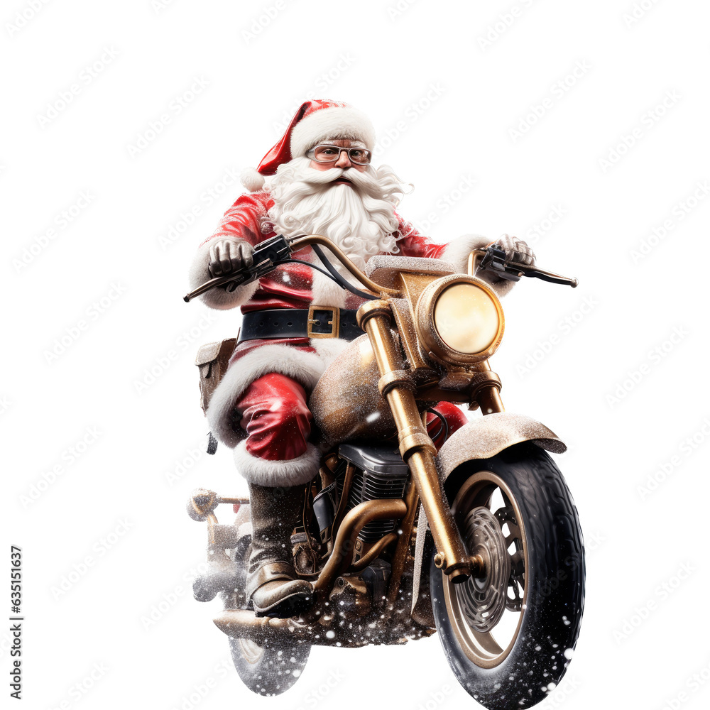 Santa Claus riding on a motorcycle 3/4 view in a Holiday-Themed ...