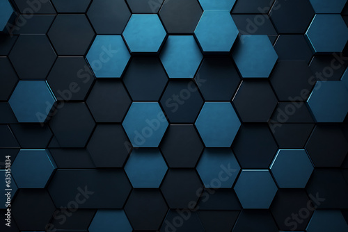 Abstract Geometric Design, Blue Hexagon Pattern