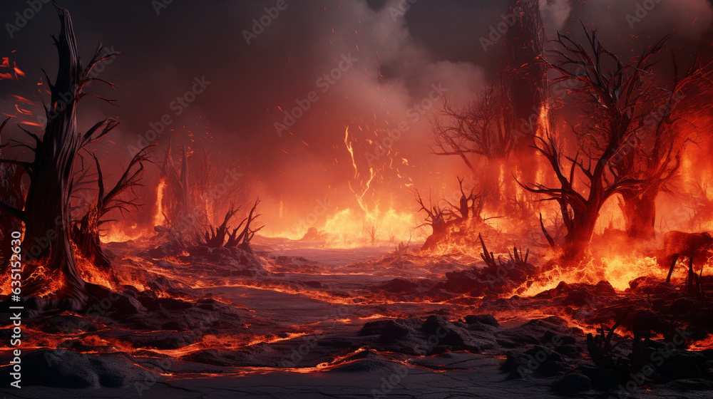 forest fire or scene fire, Generative AI. forest fire or scene fire, Generative AI.