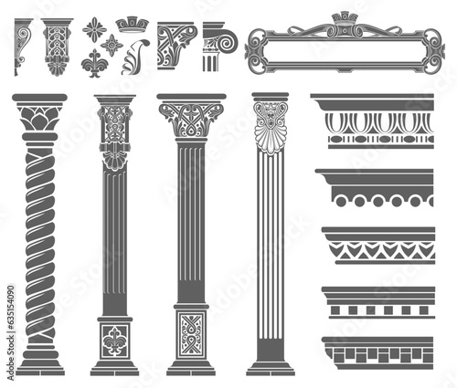 Set of silhouettes classic vintage capitals