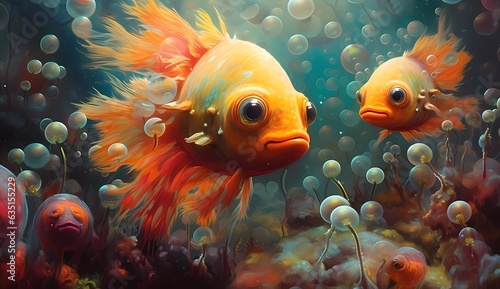 Beneath the Surface: Bubbling Marine Life in a Crystal-Clear Aquarium