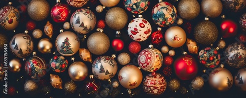 Beautiful Christmas Baubels.Christmas ornament background.