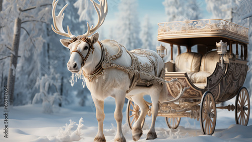 Majestosa Carruagem Real de Santa Claus: Apresentando a Nova Maravilha com Rena Imponente - Um Natal de Pura Magia! photo