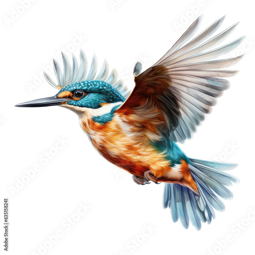  a Malachite Kingfisher (Corythornis cristatus) in flight, side view in a Nature-themed, photorealistic illustration in a PNG, cutout, and isolated. Generative AI