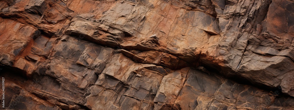 Obraz premium Dark red orange brown rock texture with cracks. Close-up. Rough mountain surface. Stone granite background for design. Nature.