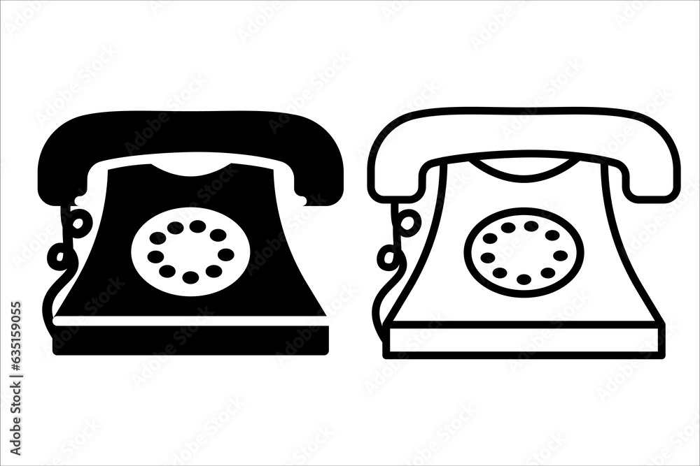 VECTOR LANDLINE PHONE ICON IN STROKE AND FILL VERSION VECTOR LANDLINE PHONE ICON IN STROKE AND FILL VERSION