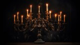 Antique candelabra with flickering candles
