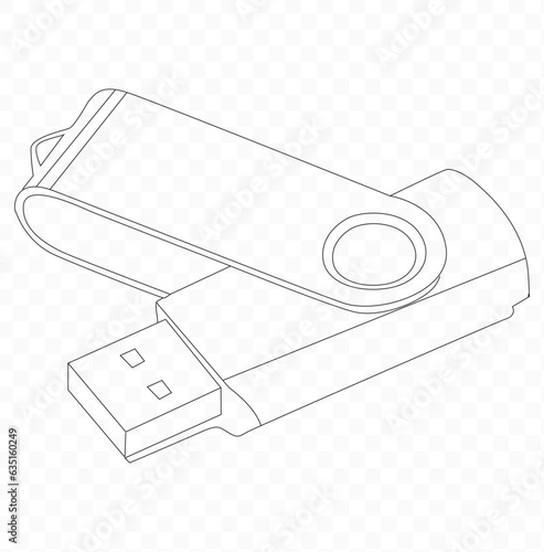 Usb flash drive line art, vector, file.eps.10