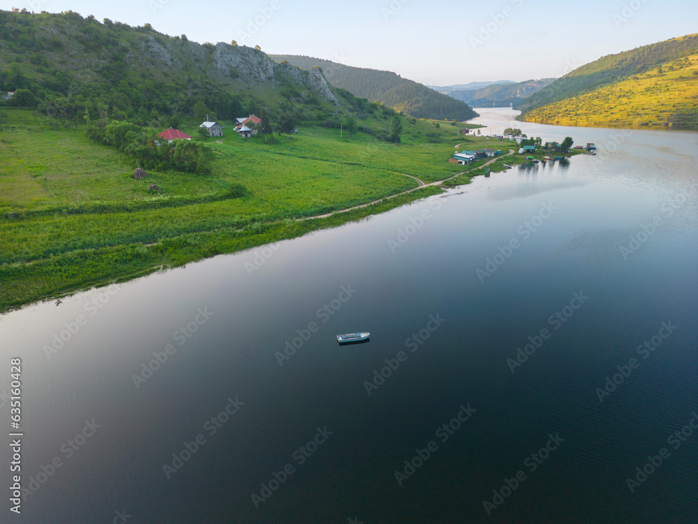 Obraz premium Tranquil beauty of Zlatar. Serene lake embraced by mountains.