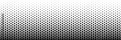 horizontal black halftone of square and semicircle design like mushroom for pattern and background.