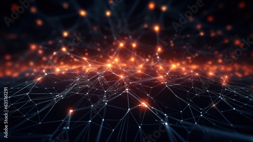 Network of connected nodes in dark background