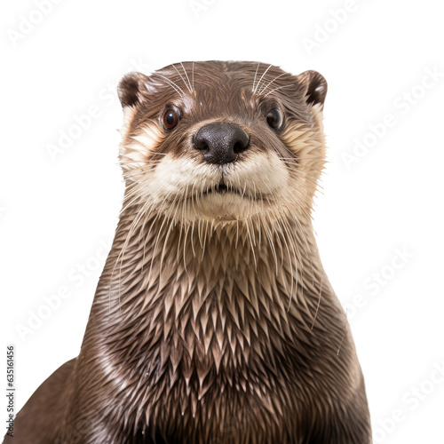 a  river otter (Lontra canadensis), portrait frontal view in a Nature-themed, photorealistic illustration in a PNG, cutout, and isolated. generative ai © Purple Penguin GFX