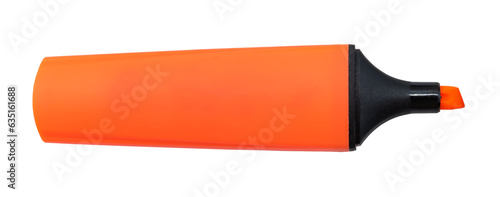 Permanent orange marker  on a white background. Text marker for office and study photo