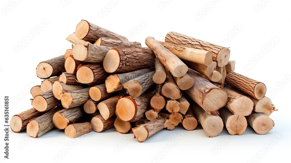 Wood trunks. Pile firewood, tree lumber, wood logs, logging twigs and wooden planks, stacked firewood material isolated on a white background Wood trunks. Pile firewood, tree lumber, wood logs, logging twigs and wooden planks, stacked firewood material isolated on a white background