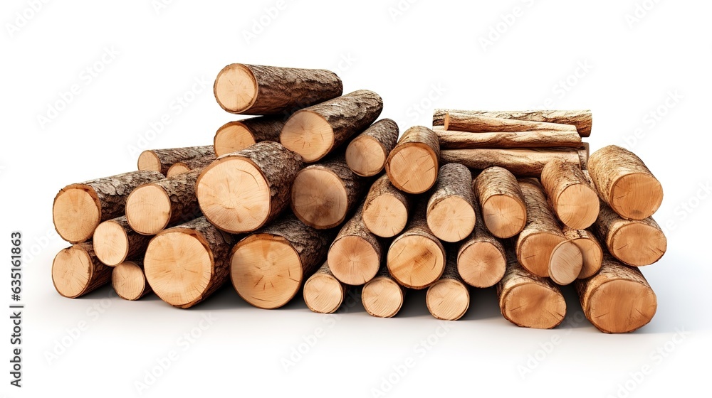 Wood trunks. Pile firewood, tree lumber, wood logs, logging twigs and wooden planks, stacked firewood material isolated on a white background Wood trunks. Pile firewood, tree lumber, wood logs, logging twigs and wooden planks, stacked firewood material isolated on a white background