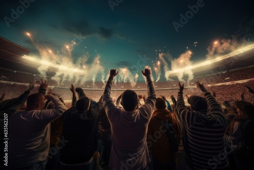 Image of football fans cheering on the field photo
